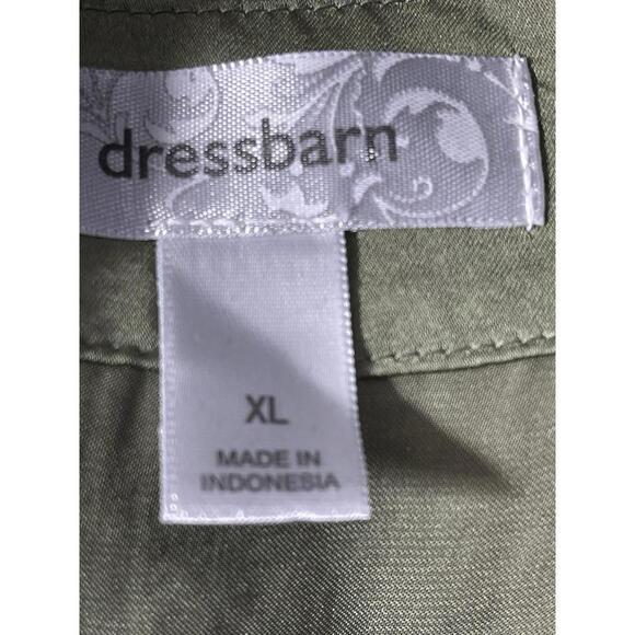 Dressbarn Satin Blouse Green Flutter Sleeve Pleated Scoop Neck Career Sz XL - Picture 5 of 5